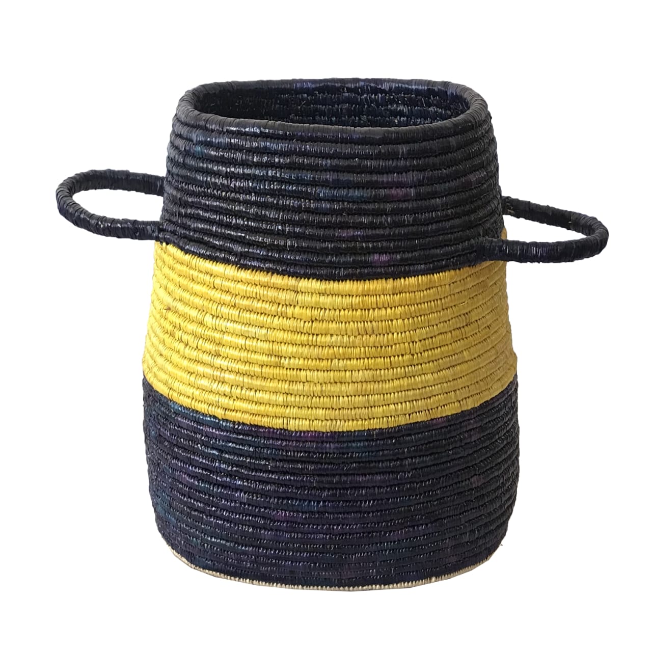 Sustainable Style: Sikki Grass Black and Yellow Laundry Basket