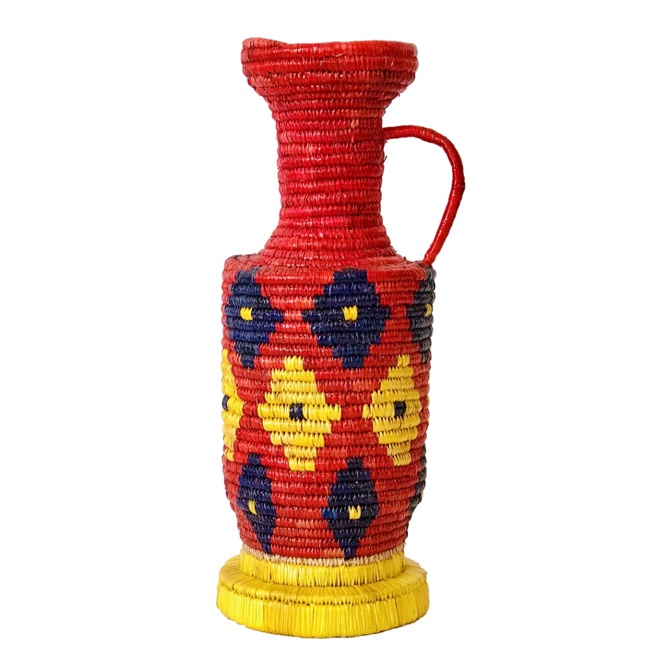 Sikki Splendor: Handcrafted Jug in Pink, Blue, and Yellow