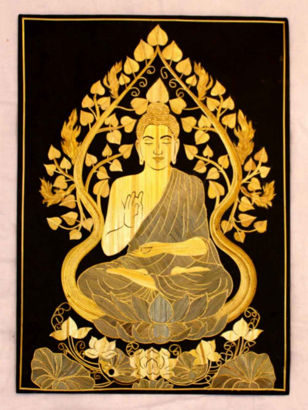 Lotus Serenity: Lord Buddha in Sikki Grass Art